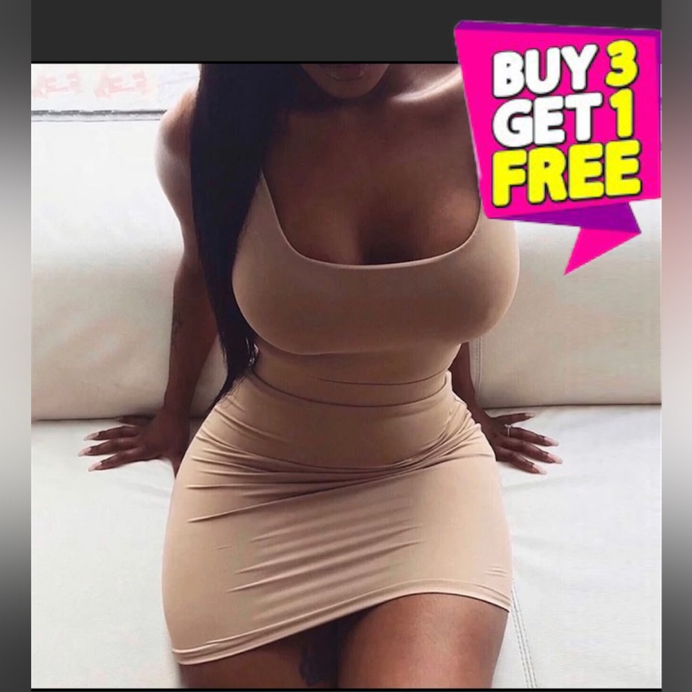 BODYCON dress women BEIGE